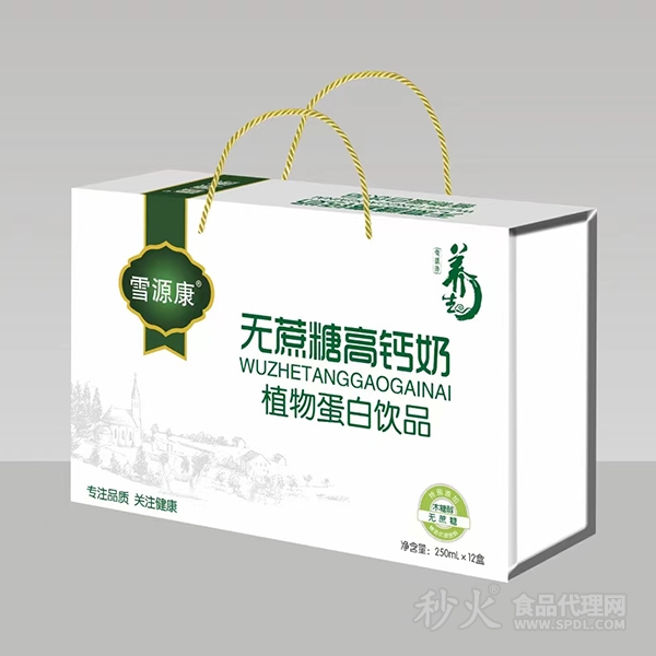 雪源康无蔗糖高钙奶植物蛋白饮品250mlx12盒