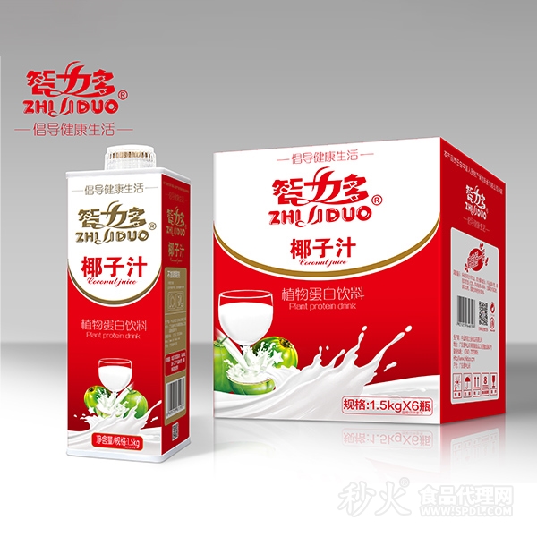 智力多椰子汁植物蛋白饮料1.5kgx6瓶