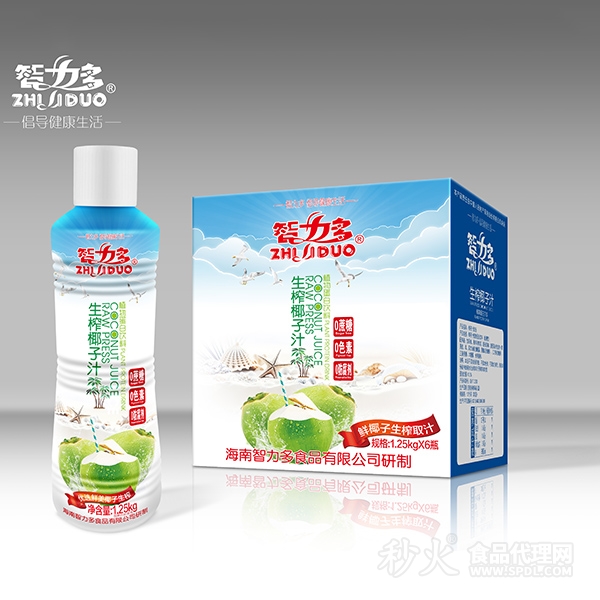 智力多生榨椰子汁植物蛋白饮料1.25kgx6瓶