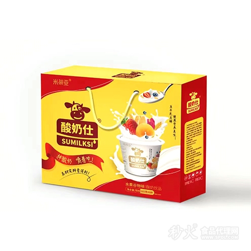 米蒂亚酸奶仕水果谷物酸奶饮品160gx6杯