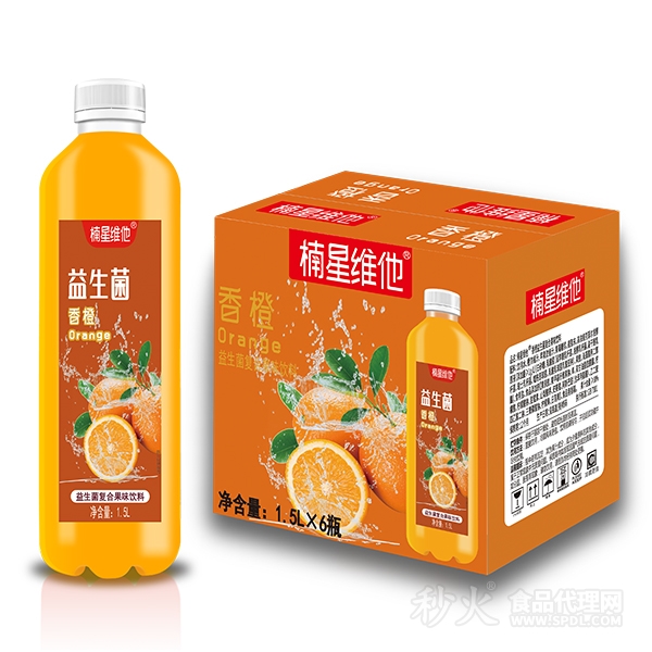 楠星维他香橙益生菌复合果汁饮料1.5Lx6瓶