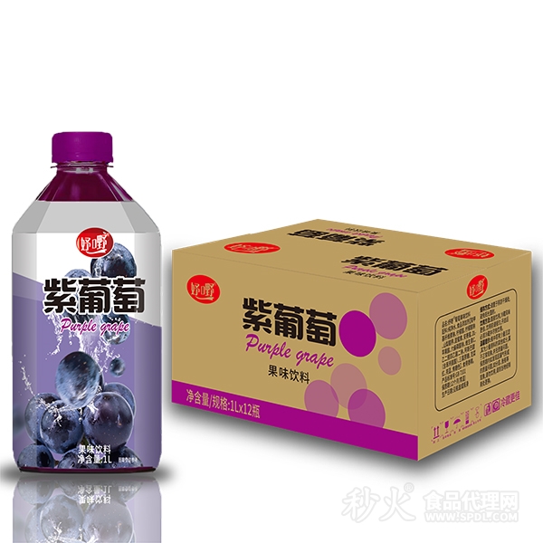 妤嘢紫葡萄果汁风味饮料1Lx12瓶