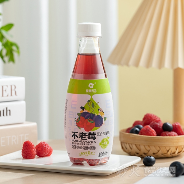 秦皇禾采不老莓复合气泡果汁320ml