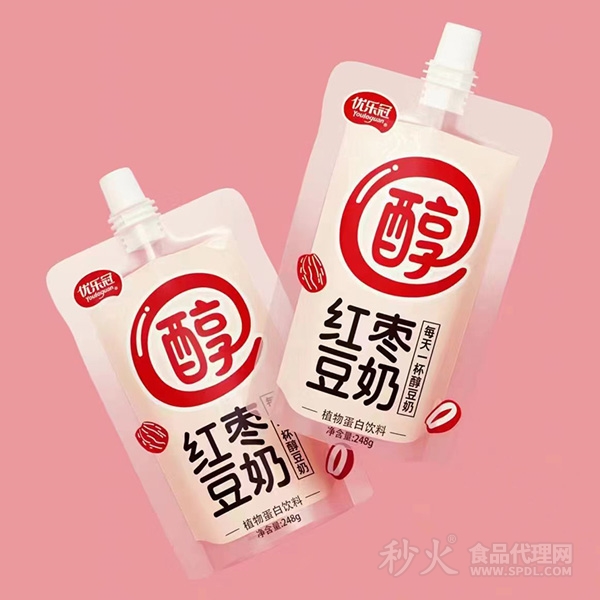 优乐冠红枣豆奶植物蛋白饮料自立袋248g