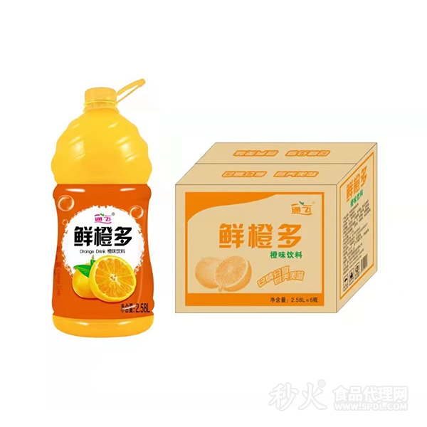通飞鲜橙多橙味饮料2.58Lx6瓶