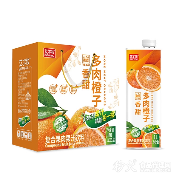 艾爾牧香甜多肉橙子復合果汁飲料1Lx6盒