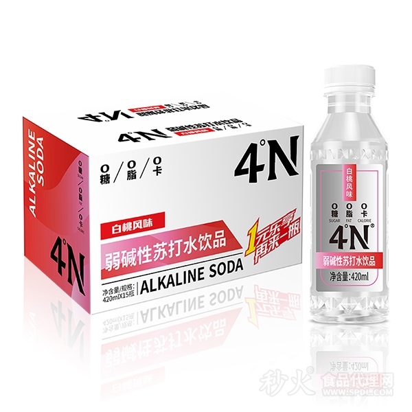 4N弱碱性苏打水饮品白桃风味420mlx15瓶