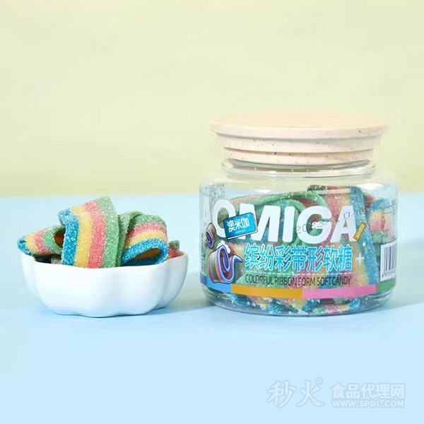 澳米伽缤纷彩带形软糖150g