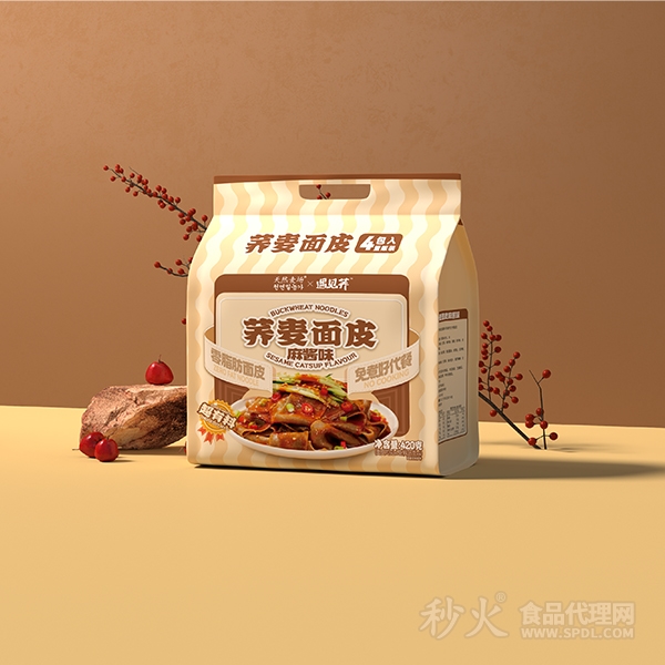 天然麦场荞麦面皮麻酱味420g