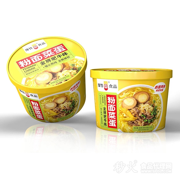 豫竹食品粉面菜蛋金牌肥牛味桶装