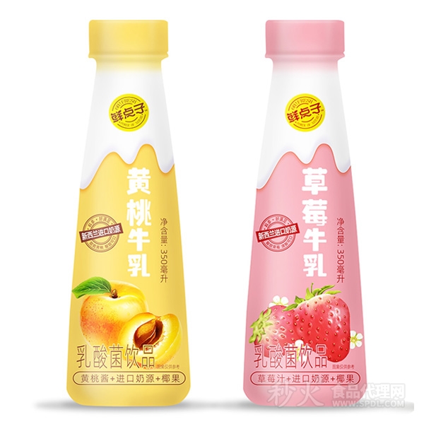 鲜点子黄桃牛乳/草莓牛乳饮品350g