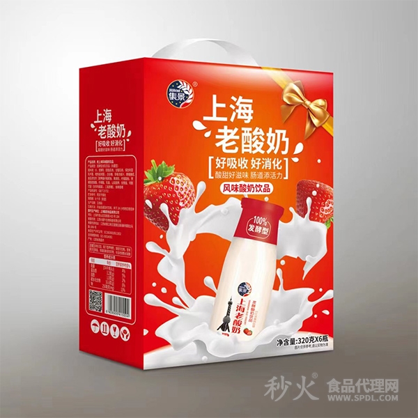 集景上海老酸奶风味酸奶饮料320gx6瓶