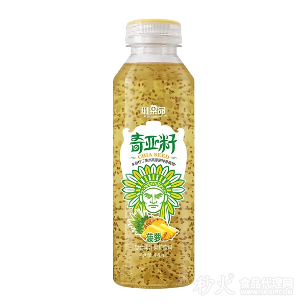 维果命奇亚籽菠萝复合果汁果粒饮料420ml