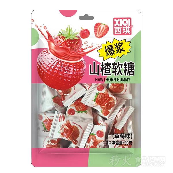 西琪爆浆山楂软糖草莓味90g