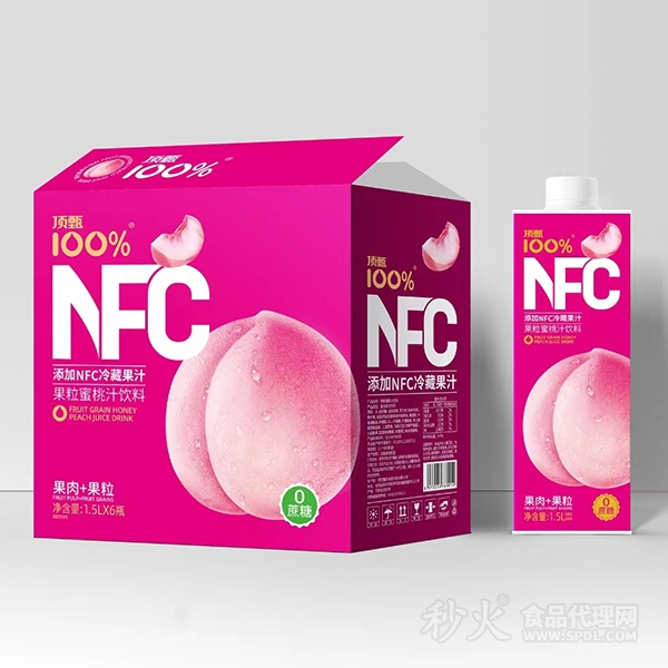 顶甄100%NFC果粒蜜桃汁1.5Lx6瓶