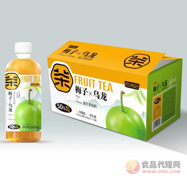 颜满格梅子乌龙果汁茶饮料标箱