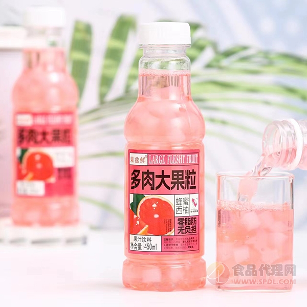 果兹鲜多肉大果粒蜂蜜西柚果汁饮料450ml