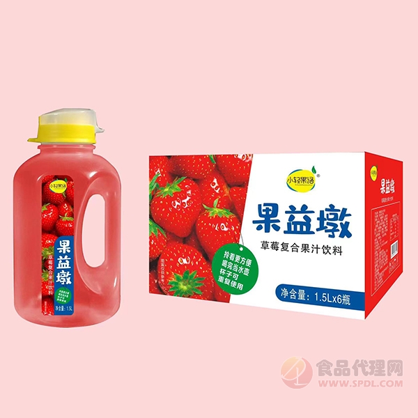 小轻果语果益墩草莓汁1.5Lx6瓶