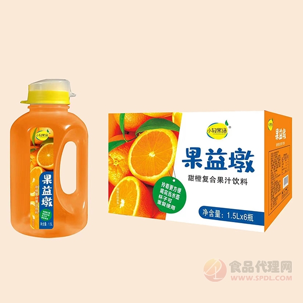 小轻果语果益墩甜橙汁1.5Lx6瓶