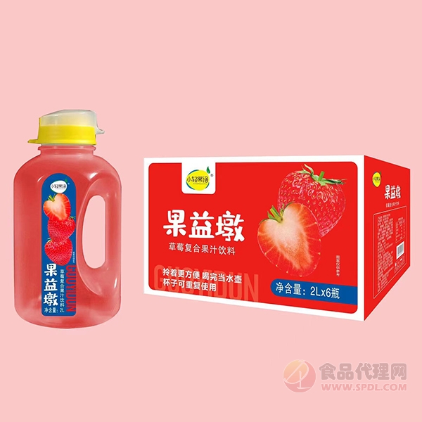 小轻果语果益墩草莓汁2Lx6瓶