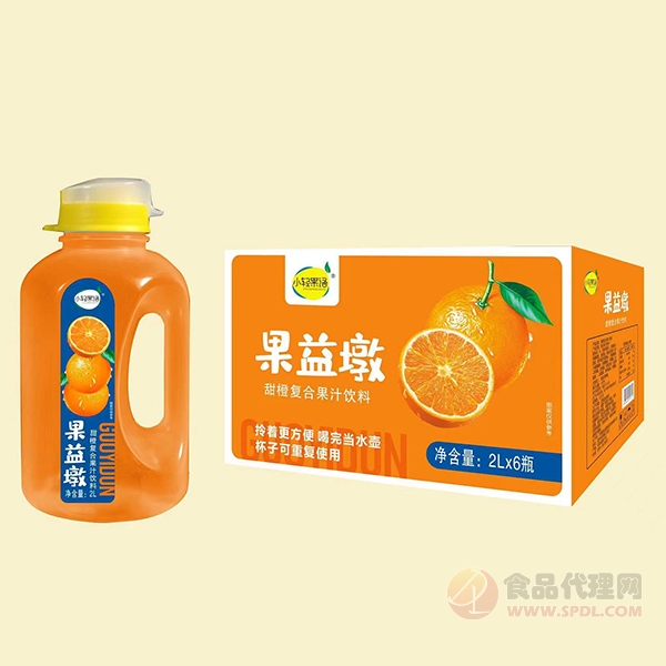 小轻果语果益墩甜橙汁2Lx6瓶
