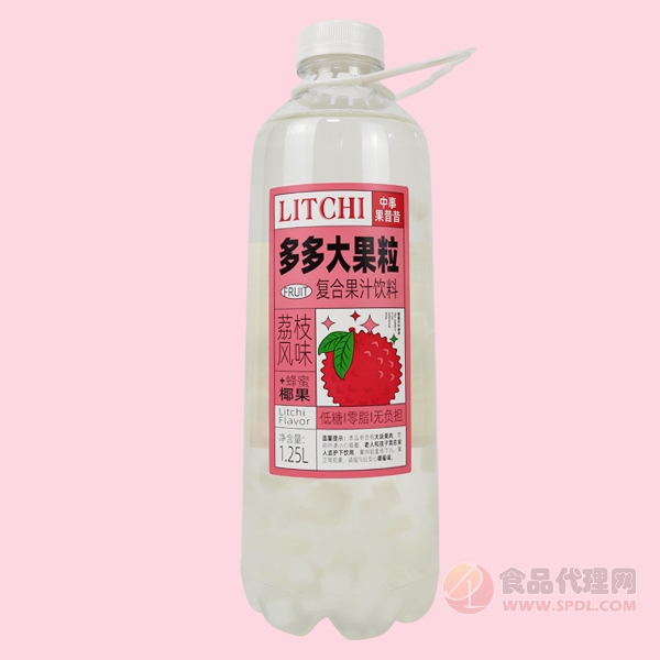 中事果昔昔多多大果粒复合果汁饮料荔枝味1.25L