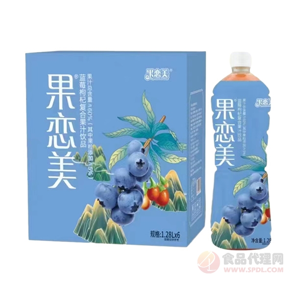 果恋美蓝莓枸杞复合果汁饮品1.28Lx6瓶