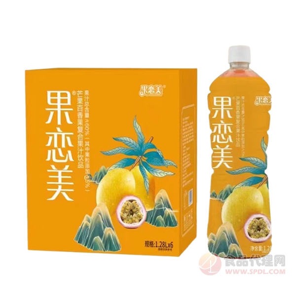 果恋美芒果百香果复合果汁饮品1.28Lx6瓶