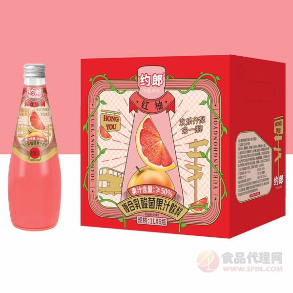 约郎红柚复合乳酸菌果汁饮料标箱