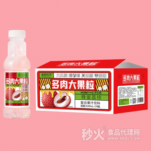 浩明元汽多肉大果粒蜂蜜荔枝420ml标箱