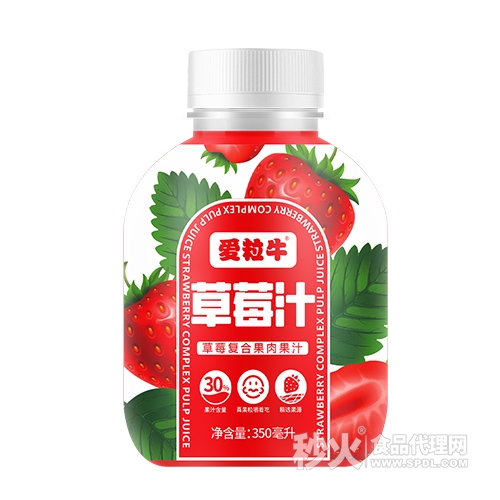 爱粒牛草莓复合果肉果汁饮料350ml