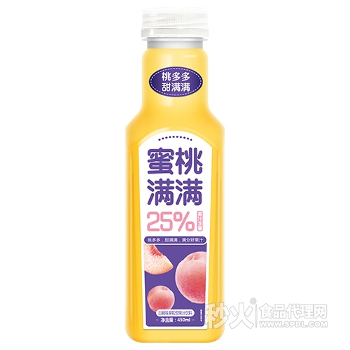 蜜桃满满白桃味果粒型果汁饮料450ml