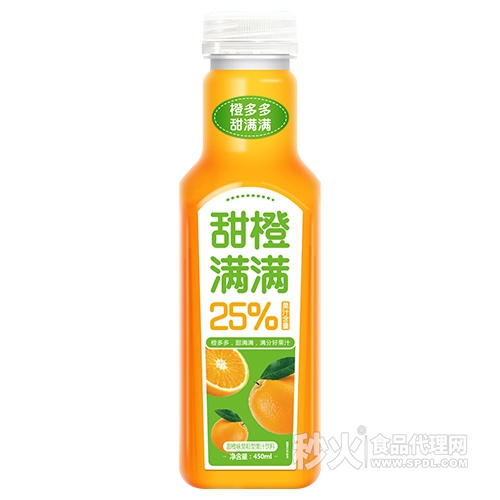 甜橙满满甜橙味果粒型果汁饮料450ml