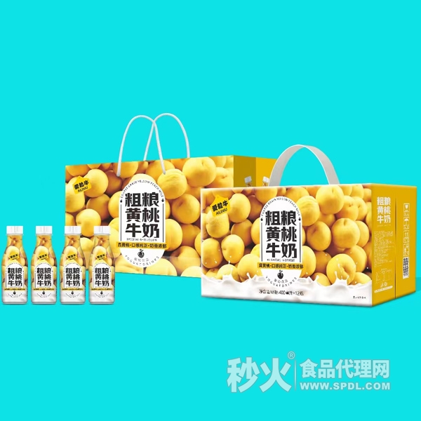 爱粒牛粗粮黄桃牛奶400mlx12瓶