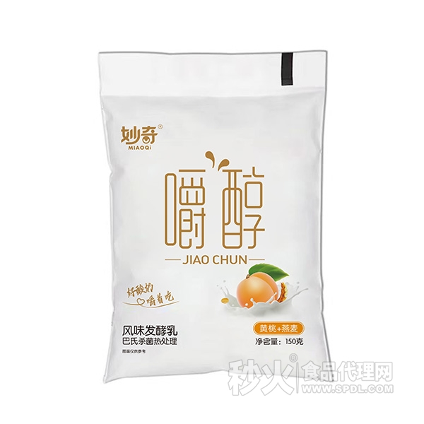 妙奇嚼醇黄桃+燕麦风味发酵乳150g