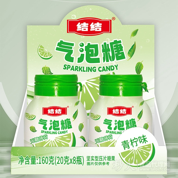 结结气泡糖青柠味压片糖果160g