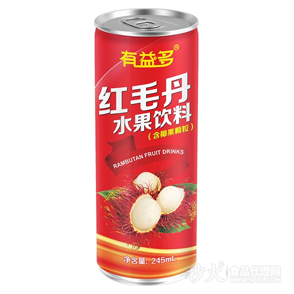 有益多红毛丹水果饮料245ml