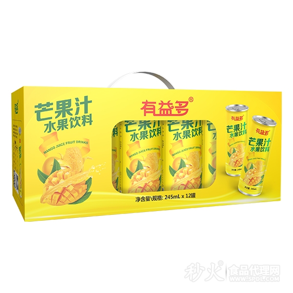 有益多芒果汁水果饮料245mlx12罐