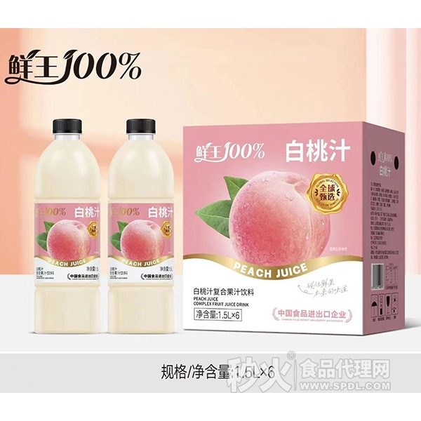 鲜王白桃汁复合果汁饮料1.5Lx6瓶