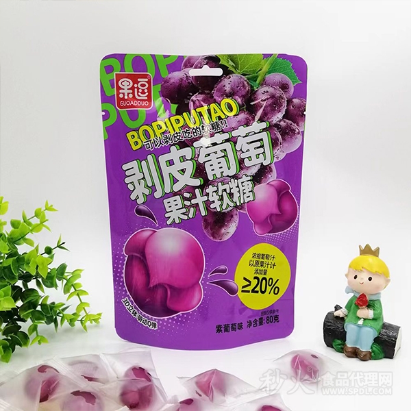 果逗剥皮葡萄果汁软糖紫葡萄味80g