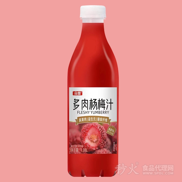 众雪多肉杨梅汁复合果汁饮料1.08L