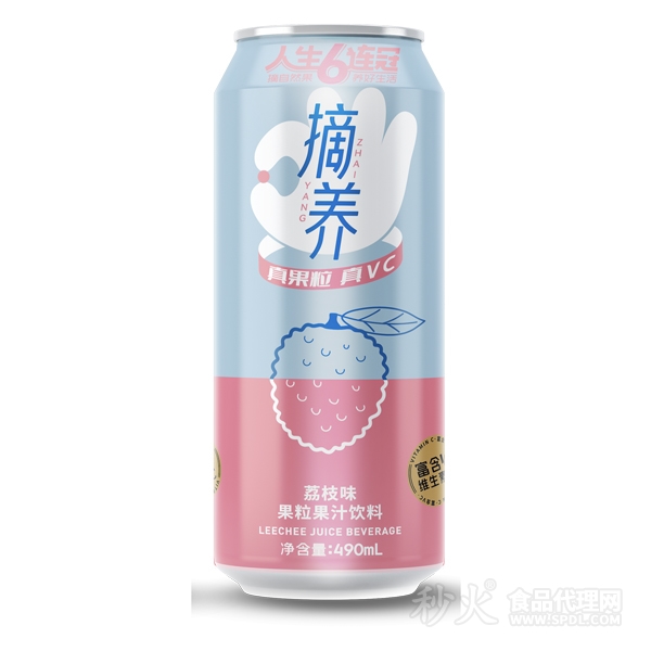 摘养荔枝味果粒果汁饮料490ml