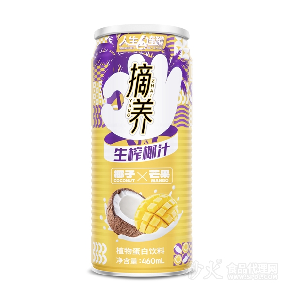 摘养生榨椰汁植物蛋白饮料460ml