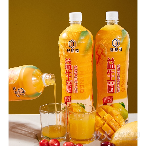 轻非饮益生菌芒果复合果汁饮料1.25L
