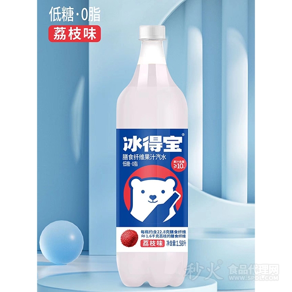 冰得宝荔枝味果汁汽水1.58L