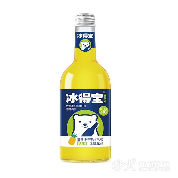 冰得宝凤梨味果汁汽水330ml