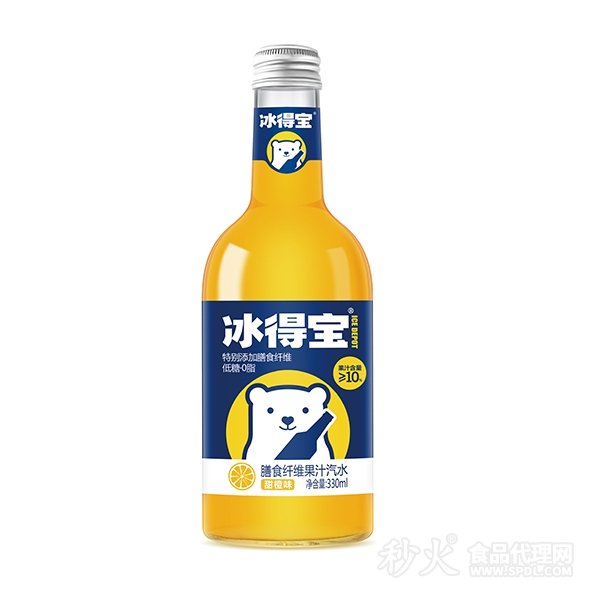 冰得宝甜橙味果汁汽水330ml