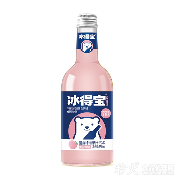 冰得宝樱花白桃味果汁汽水330ml