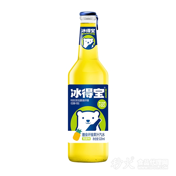 冰得宝凤梨味果汁汽水520ml