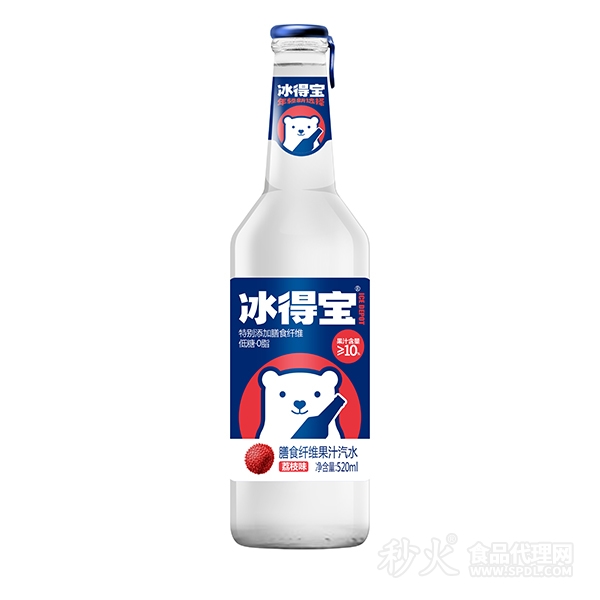 冰得宝荔枝味果汁汽水520ml